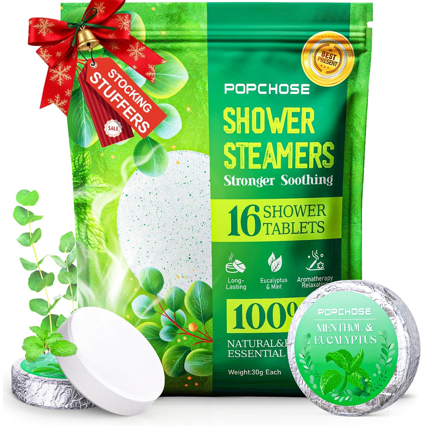 POPCHOSE Shower Steamers Aromatherapy 16 Pack, Valentines Day Gifts for Women & Men, Eucalyptus for Shower with Natural Essential Oils- Quick Relief Beauty and Personal Care POPCHOSE