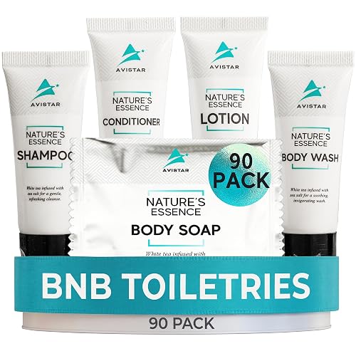 90 Piece Hotel Soap & Bulk Toiletries - Travel Essentials for BnB Hosts & Guests - Hotel Shampoo & Conditioner Supplies for Guests, Hotel Toiletries Beauty & Personal Care Avistar