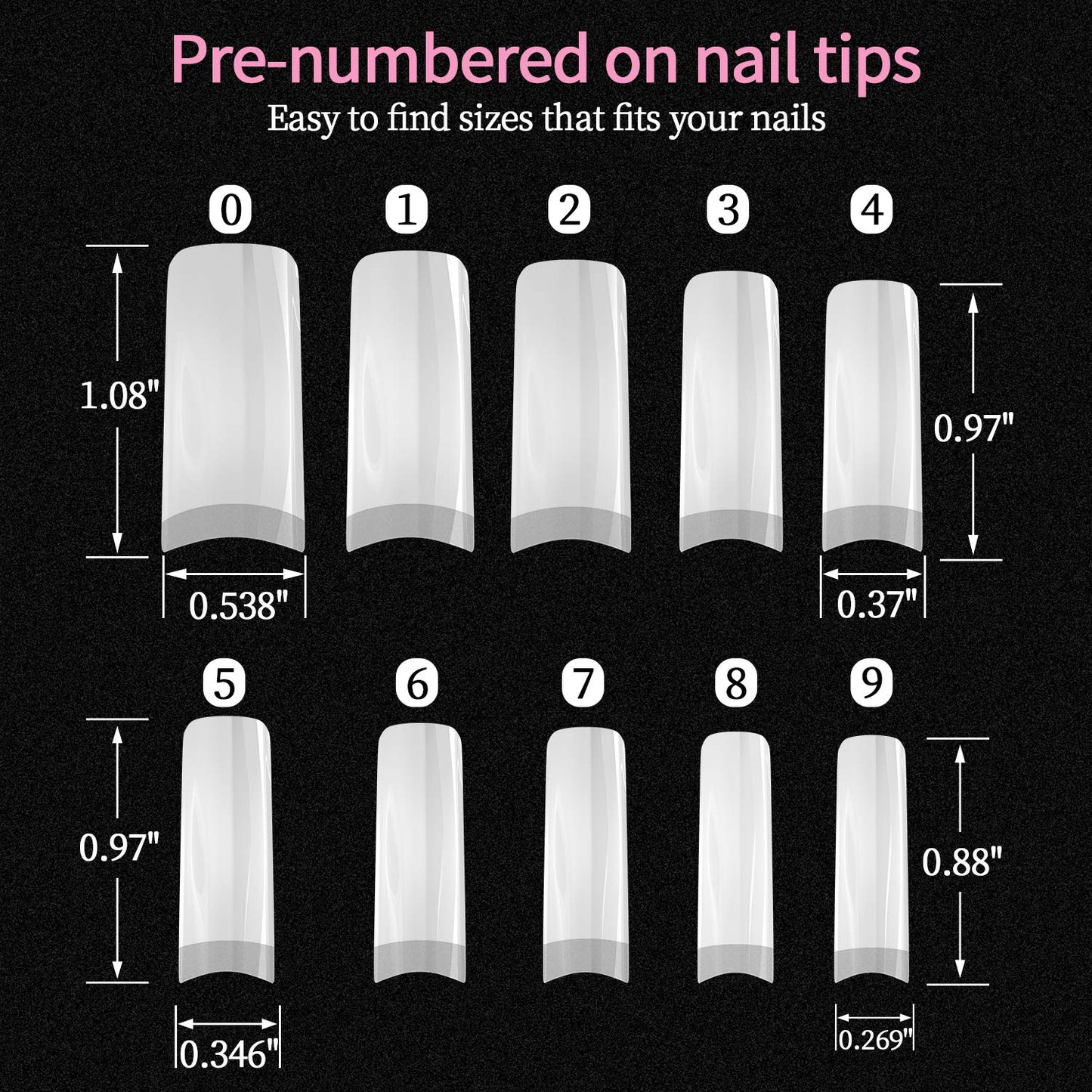 Acrylic Nail Tips 500pcs, French Fake Nails Natural False Nail Tips with Nail Clipper and Storage Case for Nail Art Salon and Home DIY (10 Sizes) Beauty & Personal Care Dockapa