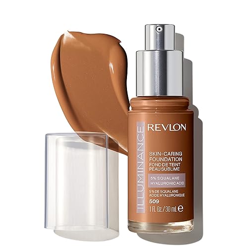 Revlon Illuminance Skin-Caring Liquid Foundation, Hyaluronic Acid, Hydrating and Nourishing Formula with Medium Coverage, 509 Sandalwood, 1 fl oz Beauty & Personal Care REVLON