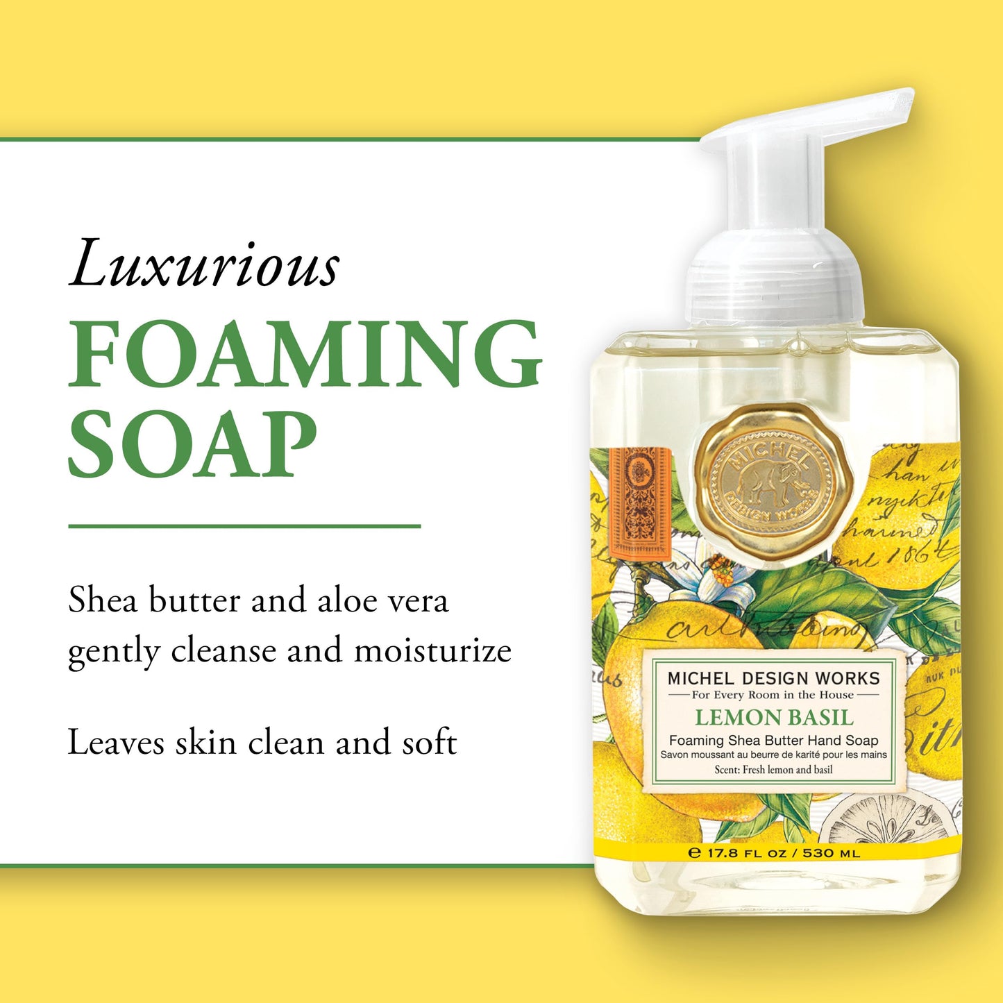 Michel Design Works Foaming Hand Soap, Lemon Basil, 3-Pack, 17.8 Fl oz Each Beauty & Personal Care Michel Design Works