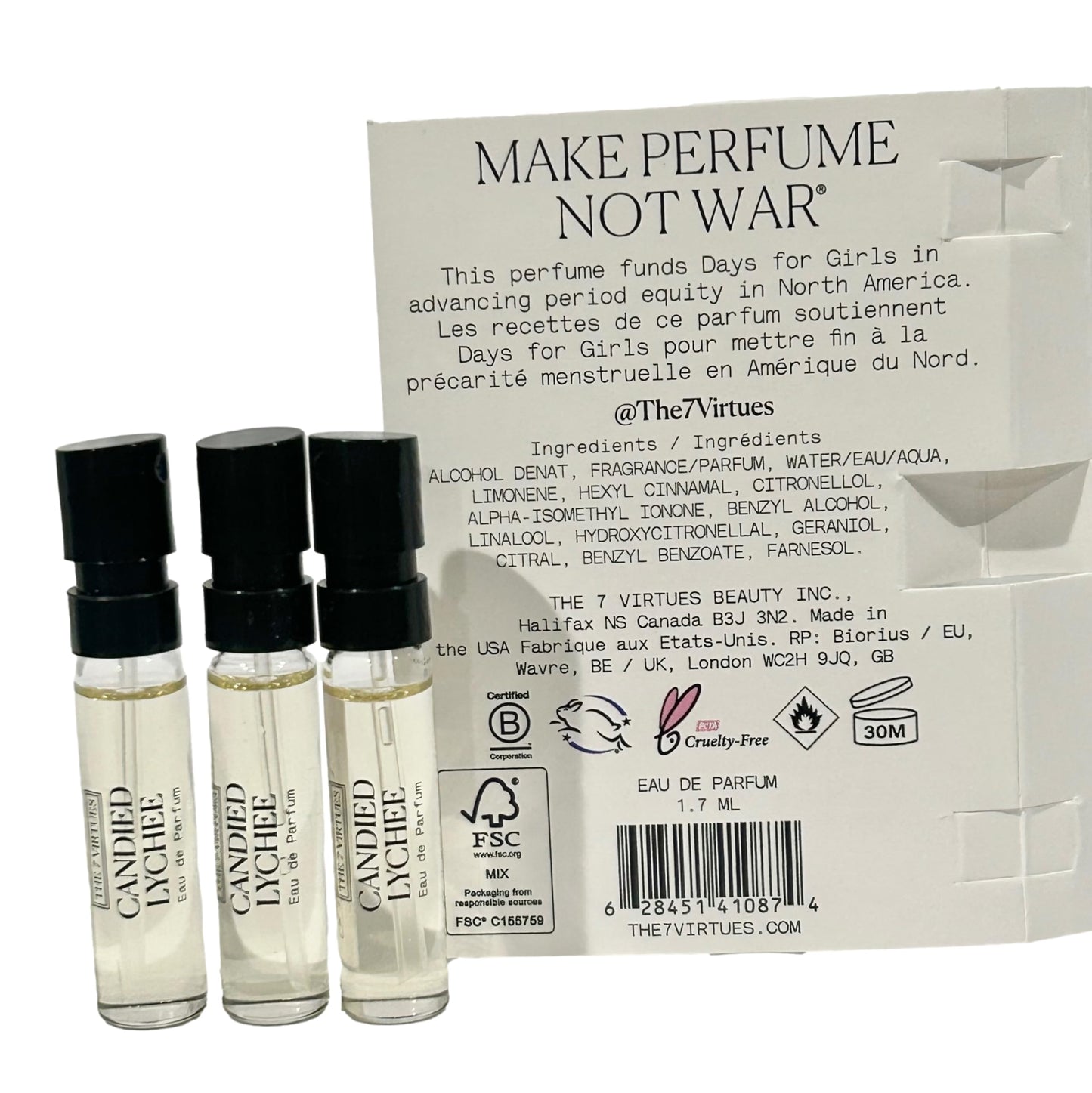 The 7 virtues CANDIED LYCHEE Sample Perfume Women Pour Femme EDP Spray 1.7 ml oz - set of 3 (0874) Beauty & Personal Care The 7 virtues