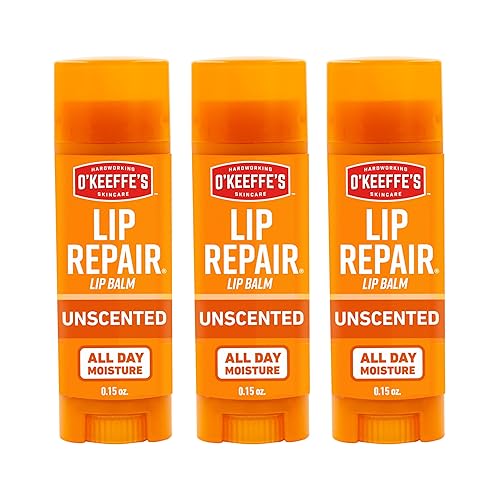 O'Keeffe's Lip Repair Unscented Lip Balm for Dry, Cracked Lips - Stick (3 Pack) - Moisturizer for Very Dry Lips Beauty & Personal Care O'Keeffe's