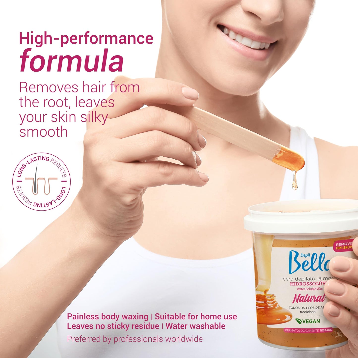 DEPIL BELLA Brazilian Sugar Wax, Hair Removal Wax for Personal & Professional Use, Organic, Natural, Vegan, Washable, All Skin Types - 2.87lbs Beauty and Personal Care DEPIL BELLA