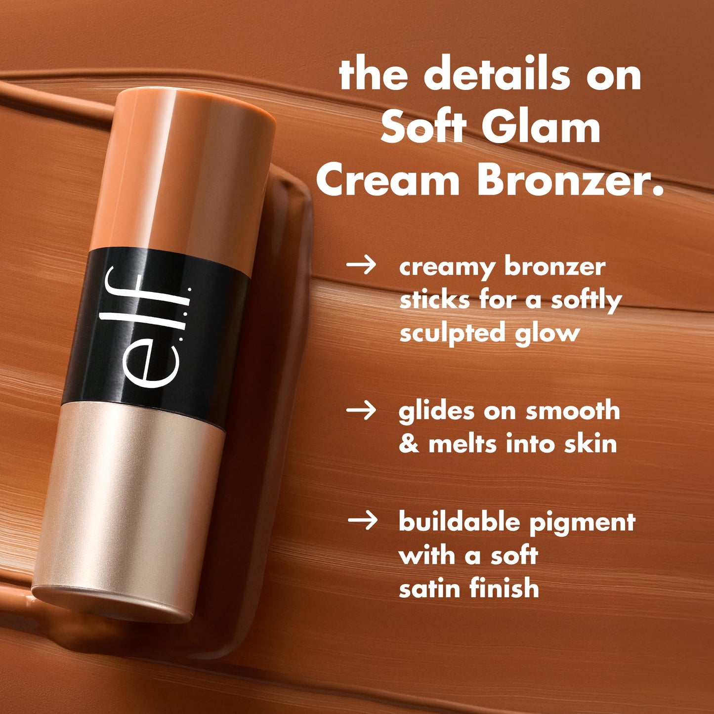 e.l.f. Soft Glam Cream Bronzer Stick, Buildable Cream Bronzer for A Long-Lasting Sculpted Glow & Satin Finish, Twist-Up Design, Vegan & Cruelty-Free Beauty & Personal Care e.l.f.