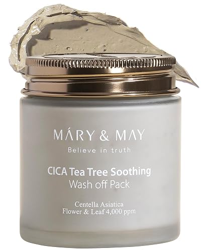 Mary&May Vegan Cica Tea Tree Soothing Wash Off Pack - Natural Centella Clay Mask for Sensitive Skin, Relieves Irritation, Cleanses Pores Beauty & Personal Care Mary&May