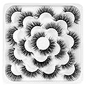 Newcally Lashes 3D Fake Eyelashes 18MM Dramatic Faux Mink Eyelashes Pack 10 Pairs Thick Long Volume False Eye Lashes Beauty & Personal Care Newcally