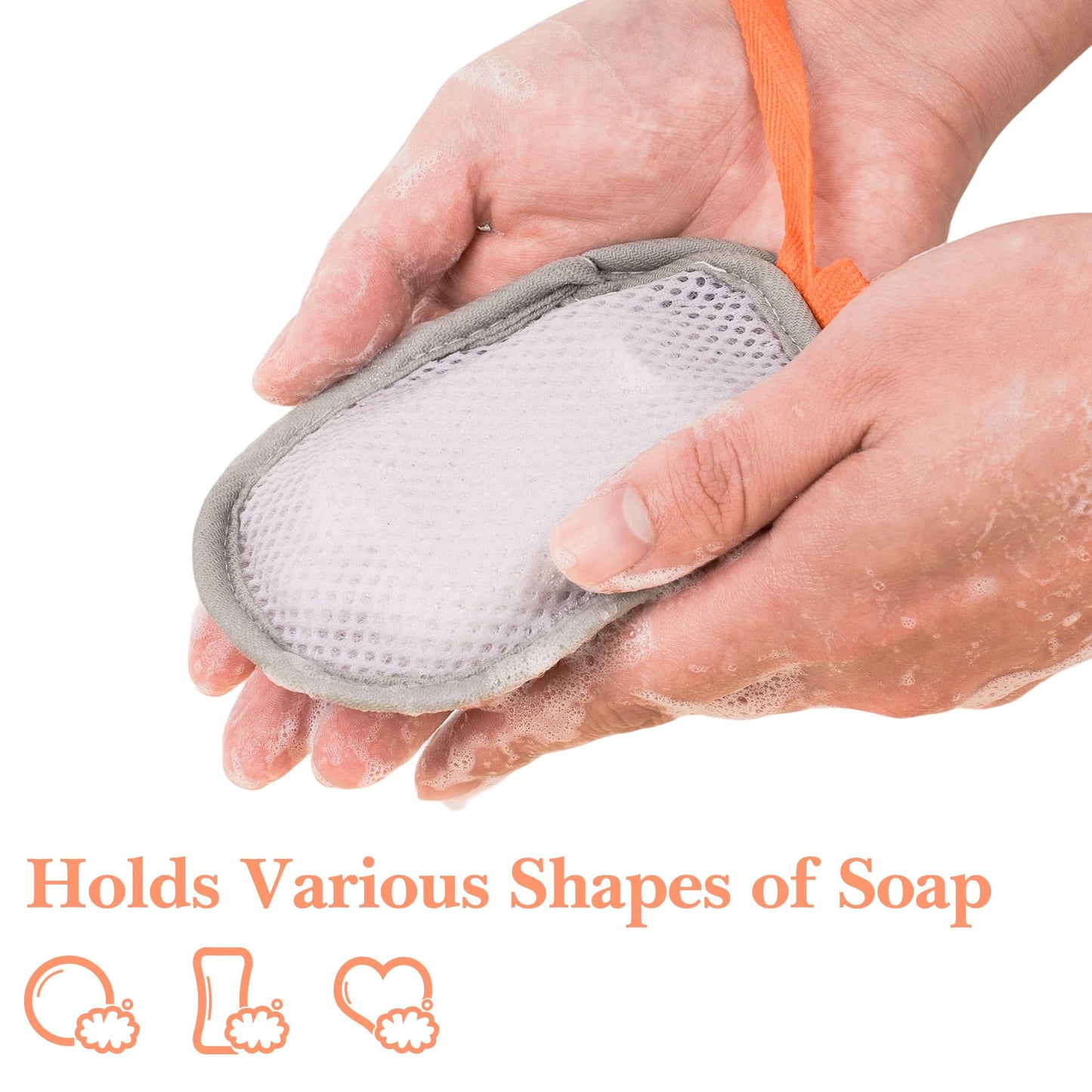 Linkidea 4 Pack Small Soap Saver Pouch, Soft Exfoliating Body Sponge Scrubber with Hand Loop, Mesh Foam Lather Pocket for Shower Bath Washing, Oval Beauty and Personal Care Linkidea