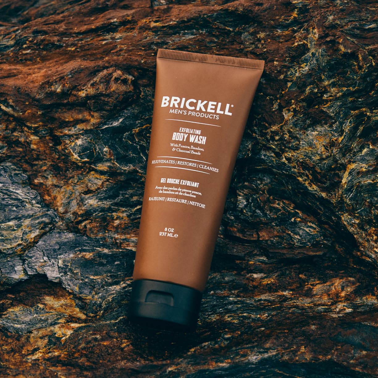 Brickell Men's Exfoliating Body Wash, Body Scrub and Gel Wash to Cleanse and Reveal Fresh, Clear Skin, With Bamboo, Charcoal, and Pumice, 8oz, Fresh Beauty & Personal Care Brickell Men's Products