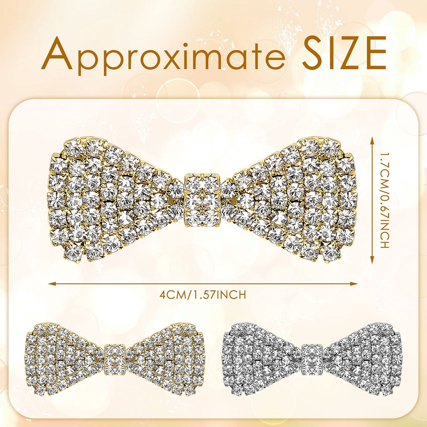 WILLBOND 6 Pcs Crystal Rhinestone Hair Clip Sparkly Bling Silver Gold Cute Bows Wedding Barrette for Women Mini Alligator Diamond Clip Bridal Hair Beauty & Personal Care WILLBOND
