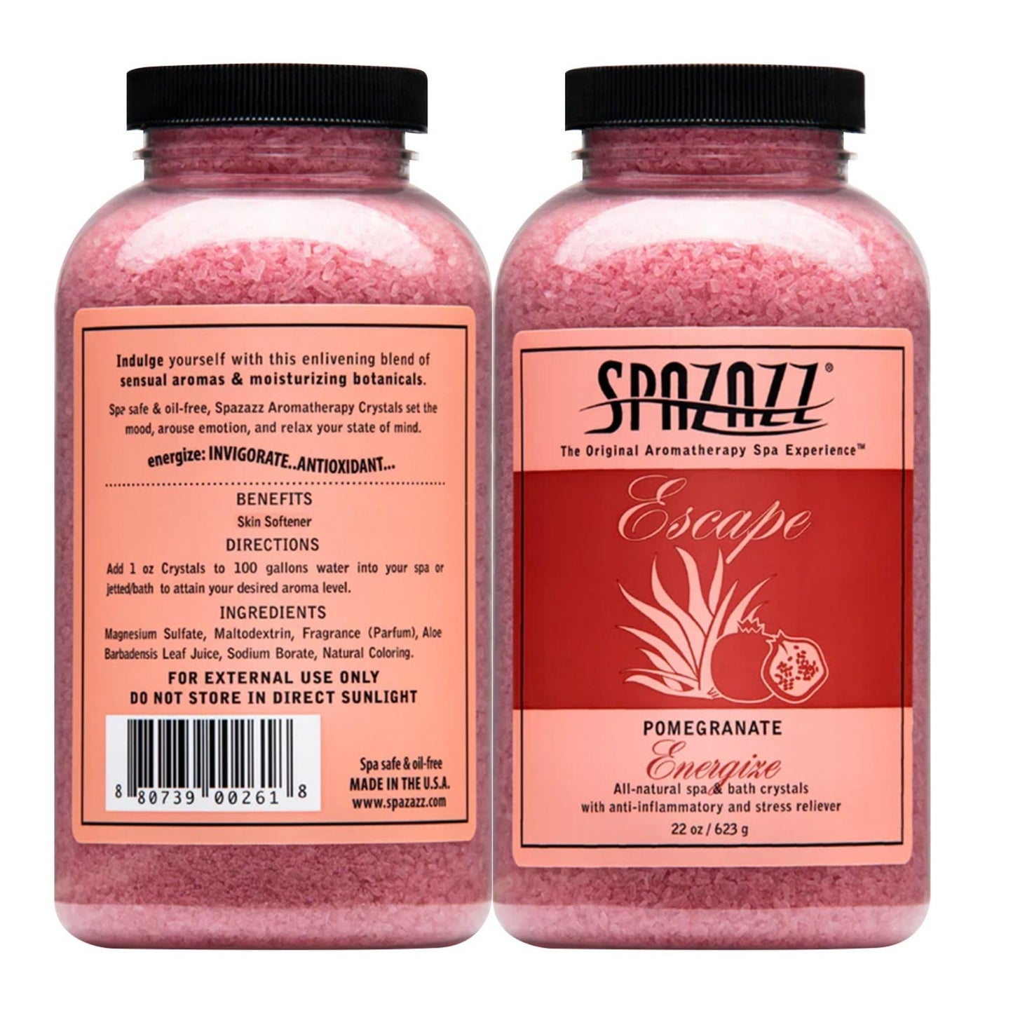 Spazazz SPZ-261 Escape Aromatherapy Crystals Container, 22-Ounce, Pomegranate Energize Beauty and Personal Care Spazazz