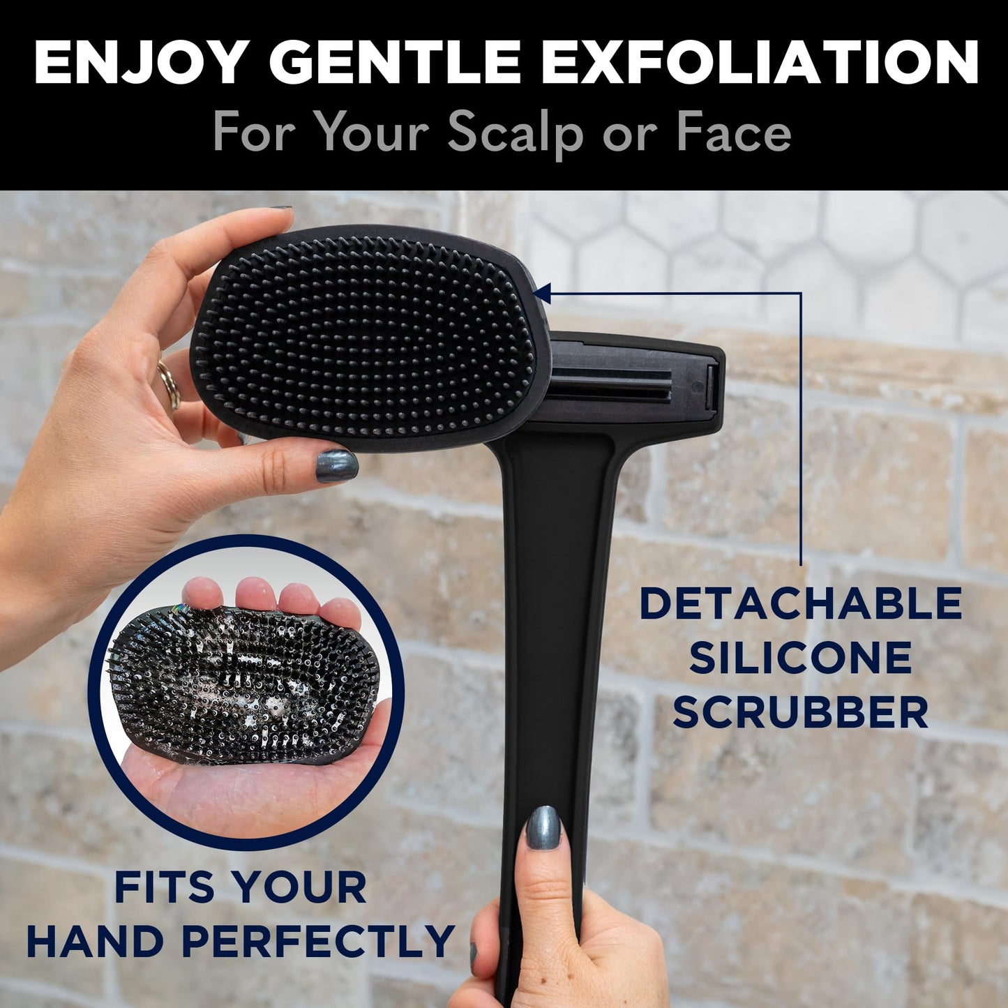 Bearback Silicone Body Scrubber with Extendable Handle - Back Scrubber for Shower, Men & Women - Removable Soft Brush, Gentle, Hygienic & Easy to Use Beauty and Personal Care bearback