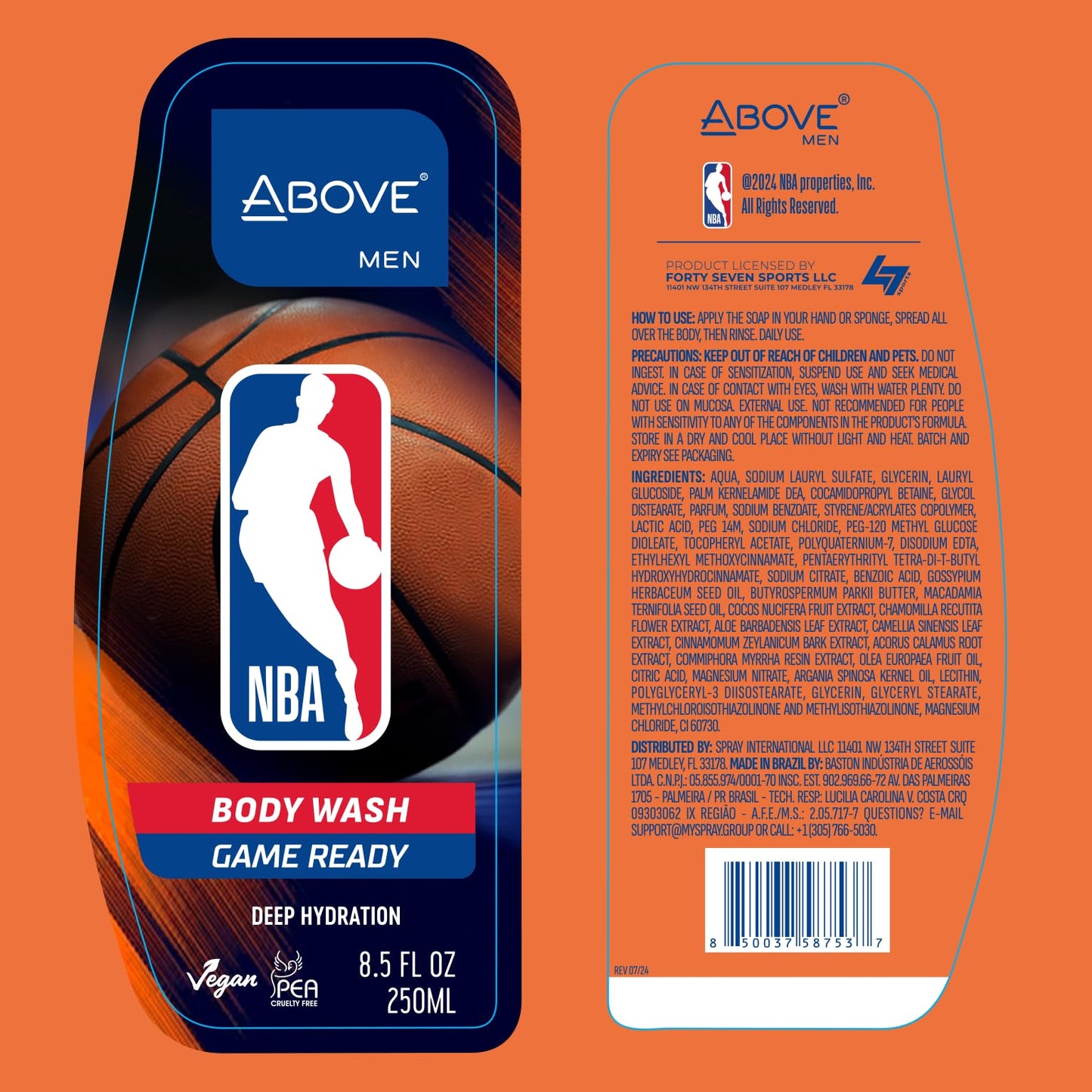 ABOVE NBA Body Wash for Men | GAME READY | Deep Hydration & Energizing Cleanse | Fresh-Court Cooling Scent | 8.5 oz Beauty & Personal Care NBA