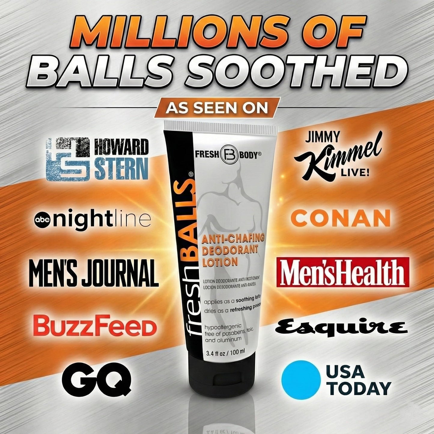 Fresh BALLS Lotion | Anti-Chafing Men's Soothing Cream to Powder Deodorant and Hygiene for Groin Area, 3.4 fl oz (Pack of 3) Beauty & Personal Care Fresh Body FB