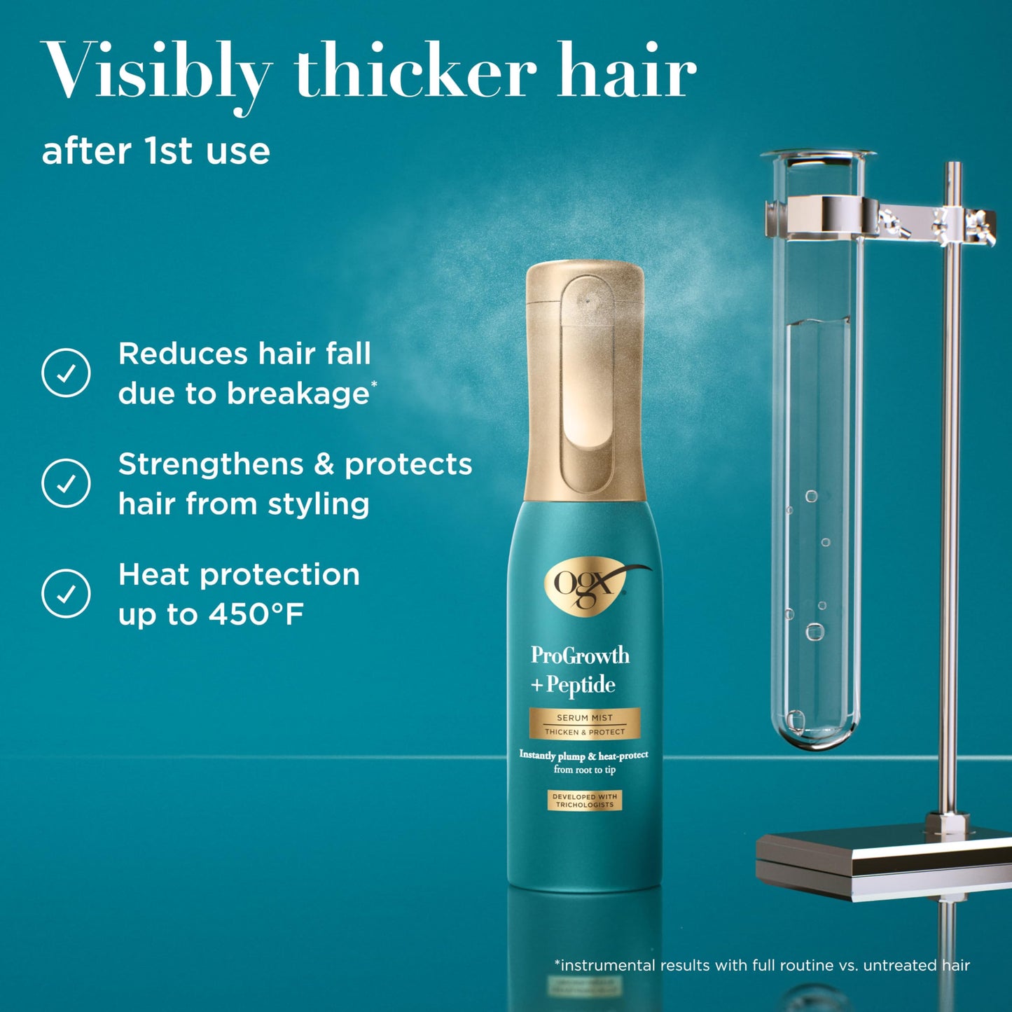 OGX ProGrowth + Peptide Serum Mist, Heat Protectant Spray Instantly Thickens Hair Root to Tip While Protecting from Breakage for Visibly Thicker Beauty & Personal Care OGX