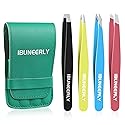 iBuneerly Eyebrows Tweezers Set, 4Pcs Stainless Steel Tweezers for Women with Travel Case, Great Precision for Ingrown Hair, Facial Hair and Splinter Beauty & Personal Care iBuneerly