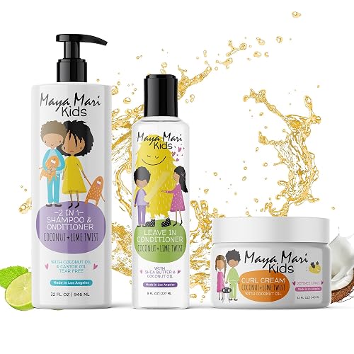 Kids Curly Hair Gift Set | 2-in-1 Kids Shampoo & Conditioner, Curl Cream, & Leave-In Conditioner | Shea Butter, Tear-Free, Frizz Control Beauty & Personal Care MAYA MARI