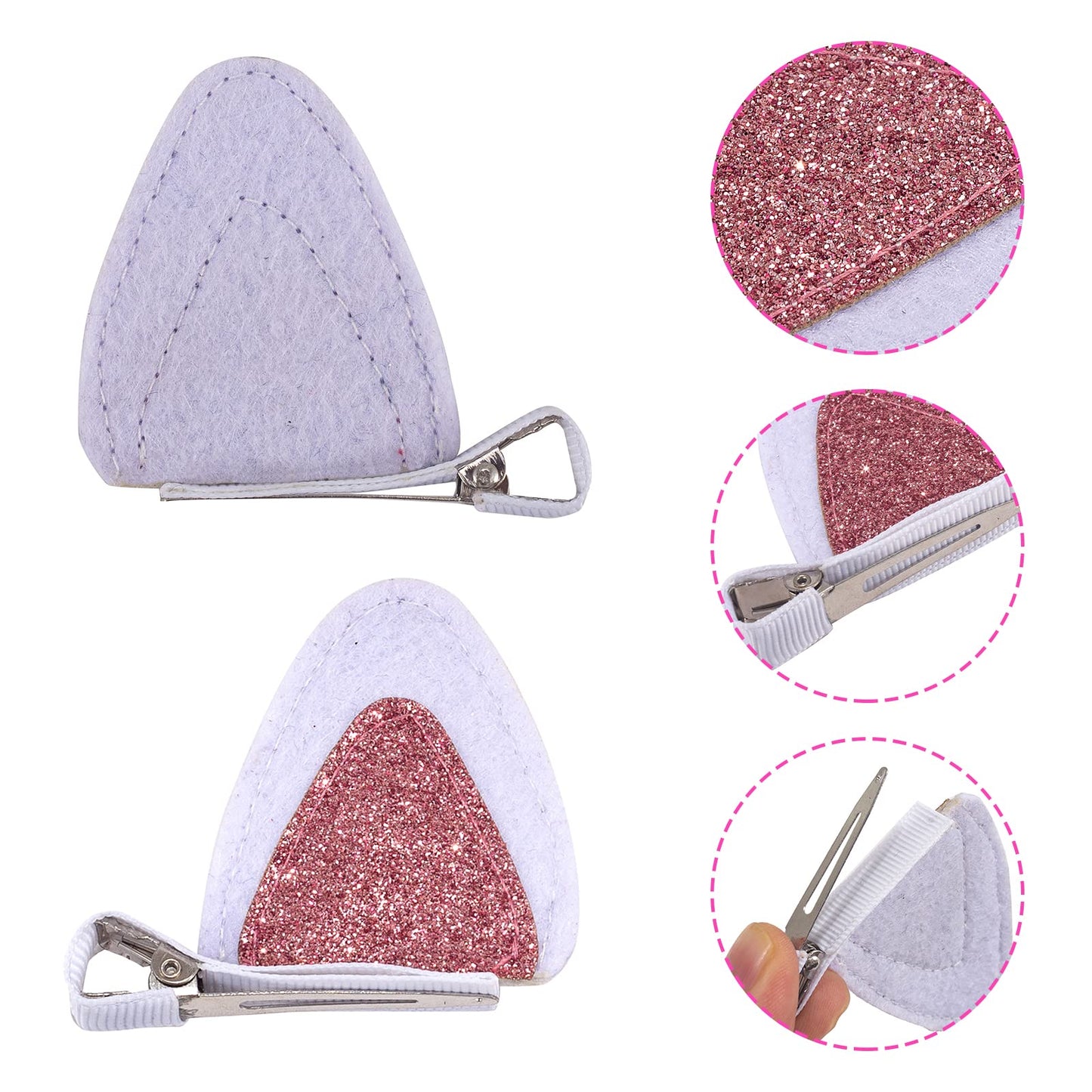2 Pcs Cat Ears Hair Clips for Girls Cute Glitter Cat Ear Hair Pins Animal Hair Pins Barrettes for Girls Sparkly Alligator Hair Clips for Baby Girls Beauty & Personal Care GFLPO