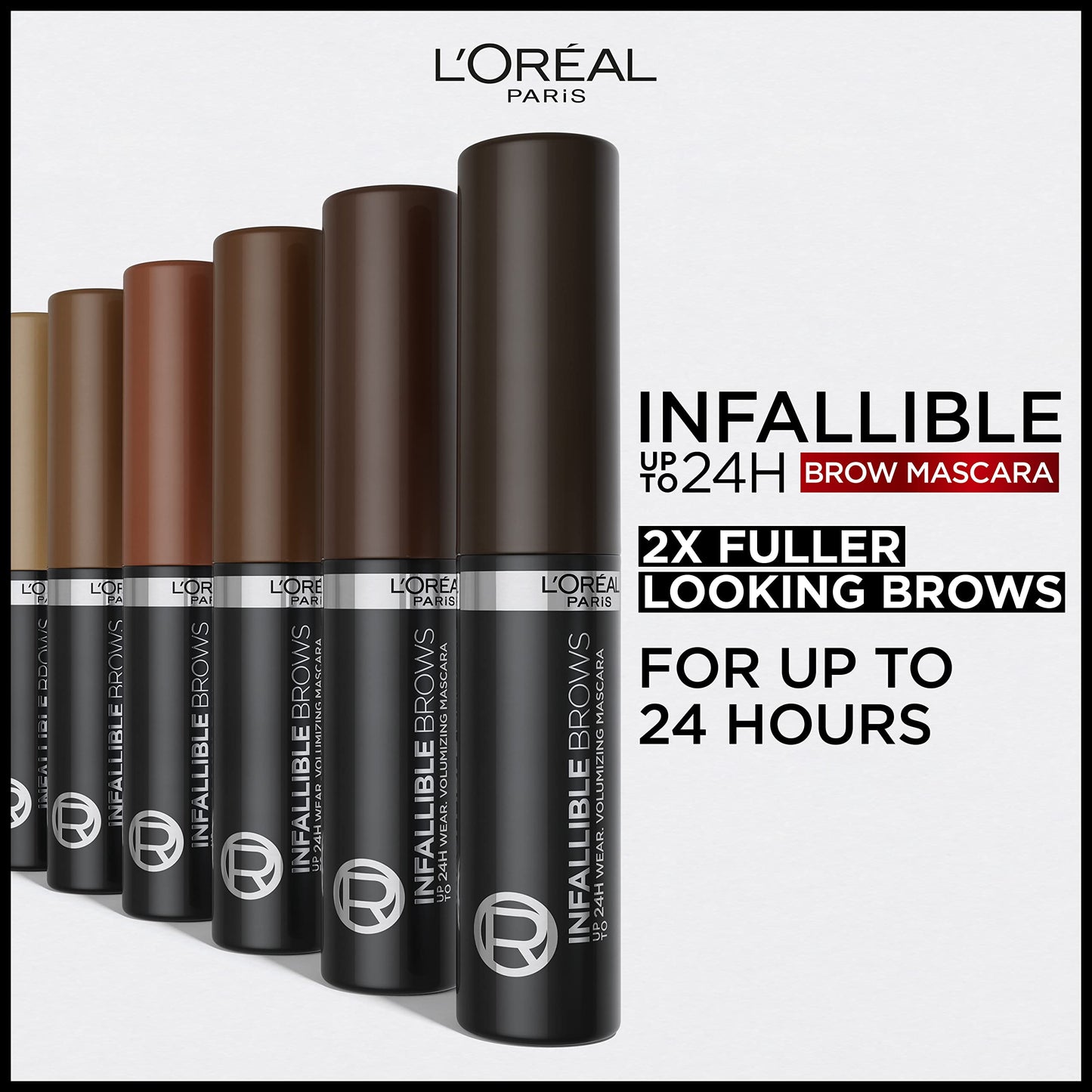 L'Oreal Paris Infallible Volumizing 24H Wear Brow Mascara, Long Lasting Eyebrow Makeup for 2X Fuller Eyebrows, 6.0 Light Brunette, 0.13 Fl Oz Beauty & Personal Care L'Oreal Paris