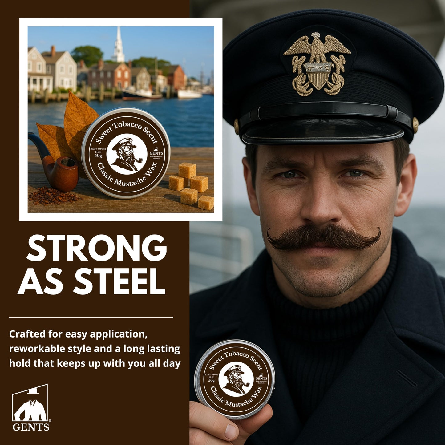 G.B.S Strong Hold Sweet Tobacco Mustache Wax, Easy Application, Restyleable, long lasting hold with Styling Comb (1.7 oz) (3 Pack, Sweet Tobacco) Beauty and Personal Care G.B.S