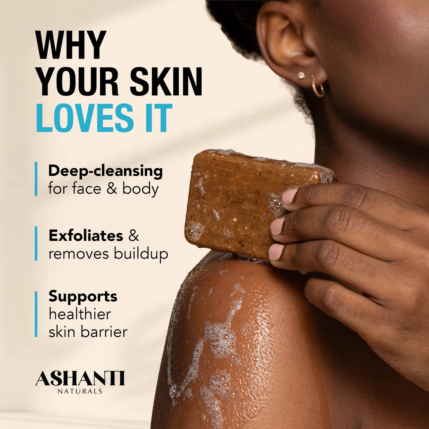 Ashanti Naturals African Black Soap Bar | Scented Natural Black Soap with Raw Shea Butter and Coconut Oil - 2pk 4oz Bars (Argan) Beauty & Personal Care Ashanti Naturals