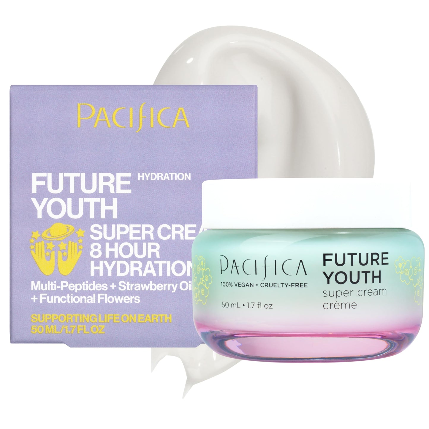 Pacifica Future Youth Super Cream - Daily Anti-Aging Moisturizer for All Skin Types, Lightweight Hydration with Advanced Peptides & Antioxidants Beauty & Personal Care Pacifica