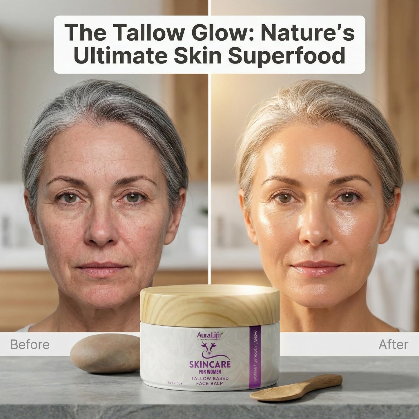 Organic Grass-Fed Beef Tallow for Skin |Hydrating Face & Body Moisturizer with shea butter | Handmade All-Natural moisturizer| Rosemary and Aloeswood Beauty & Personal Care Auralife Natural Wellness