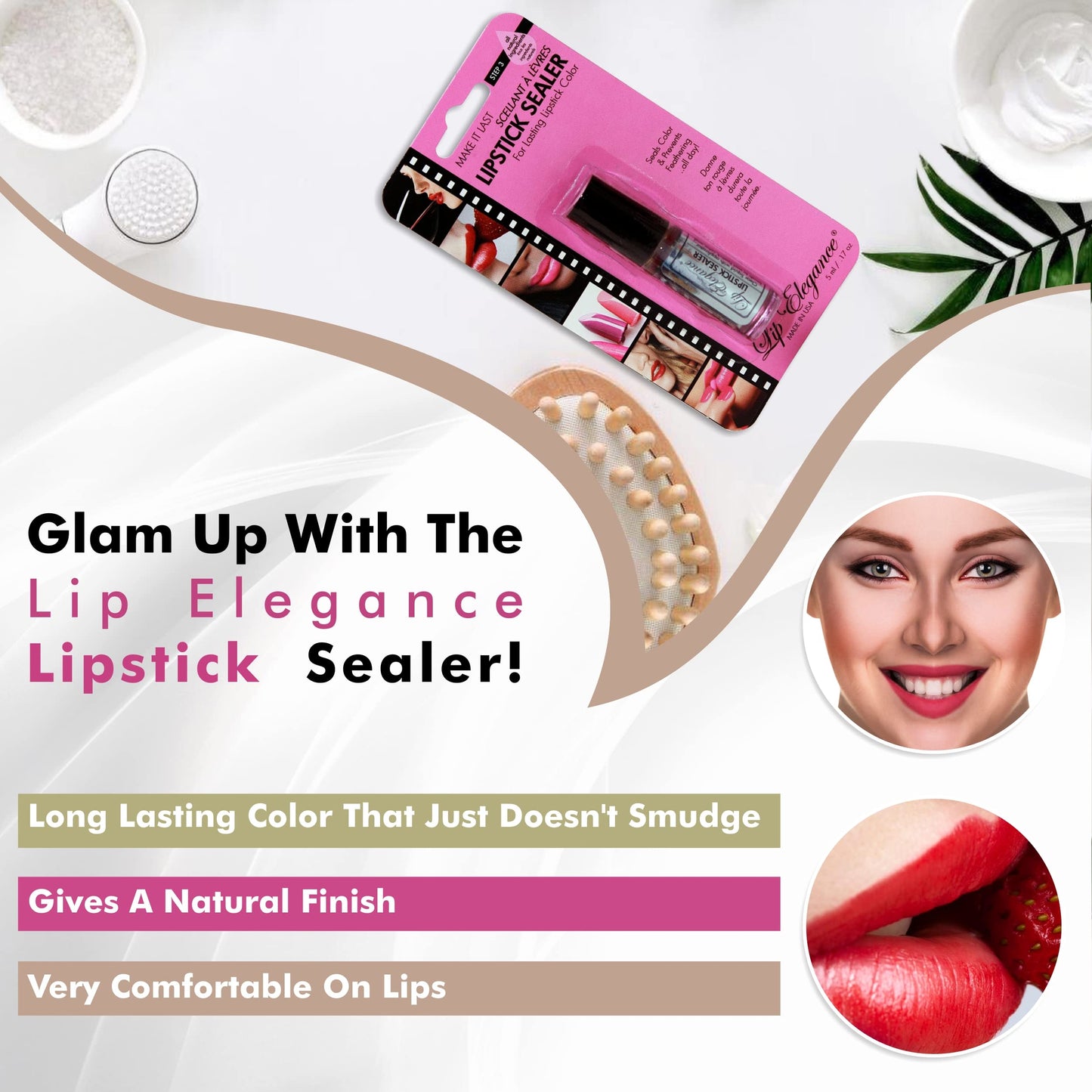 Lip Elegance Lipstick Sealer - Long Lasting Lipstick Sealer with Brush Applicator - Waterproof, Smudge Proof, Oilproof - All Day Liplock Effect 0.17 Beauty & Personal Care Lip Elegance