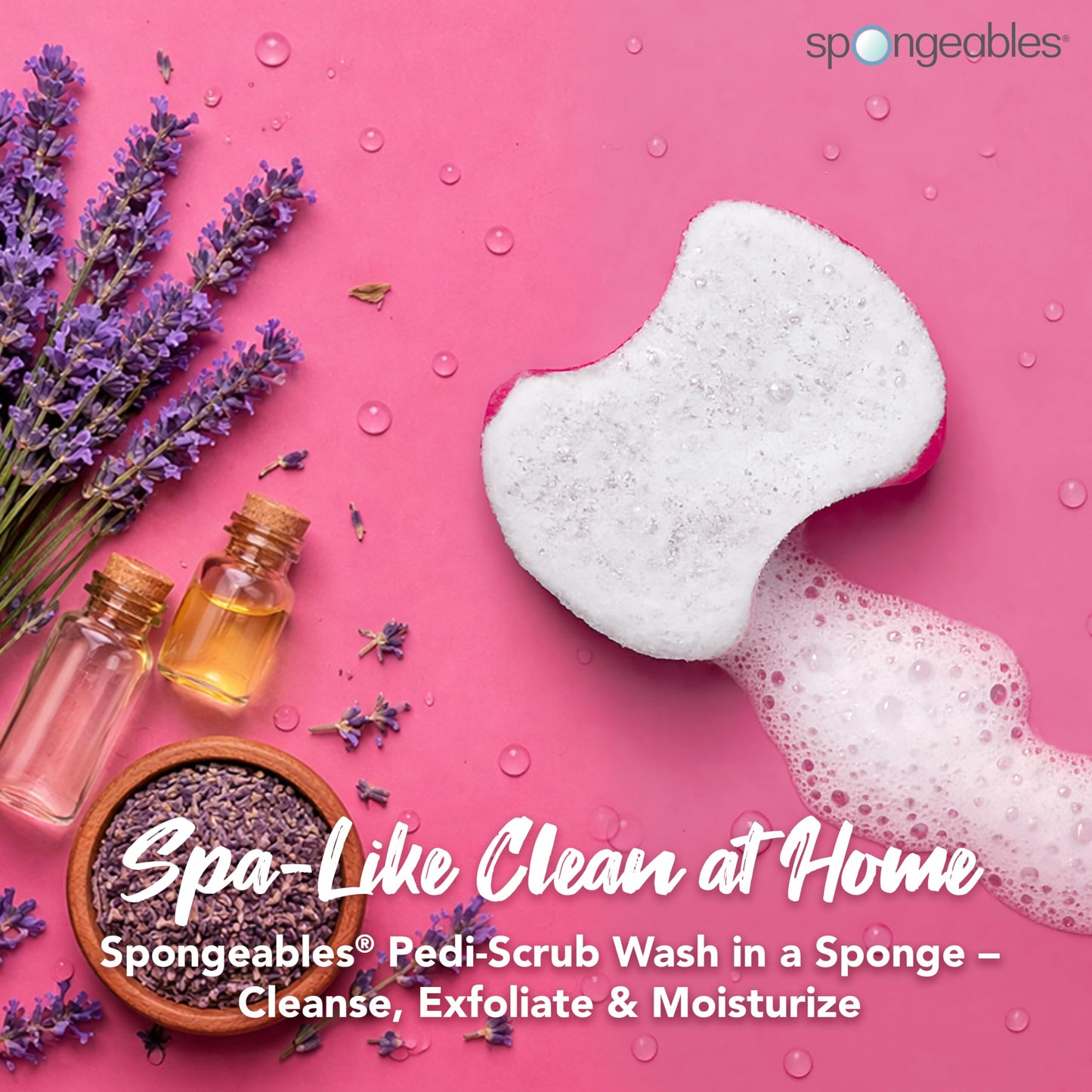 Spongeables Pedi Scrub Foot Exfoliating 20+ Wash Sponge, Lavender Tea Tree Oil, 2 Count Beauty and Personal Care Spongeables