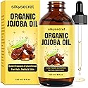 SilkySecret Organic Jojoba Oil, Natural Moisturizing and Conditioning Oil, Jojoba Oil for Hair Growth, Massage Oil, Cold Pressed Carrier Oil Beauty & Personal Care SilkySecret