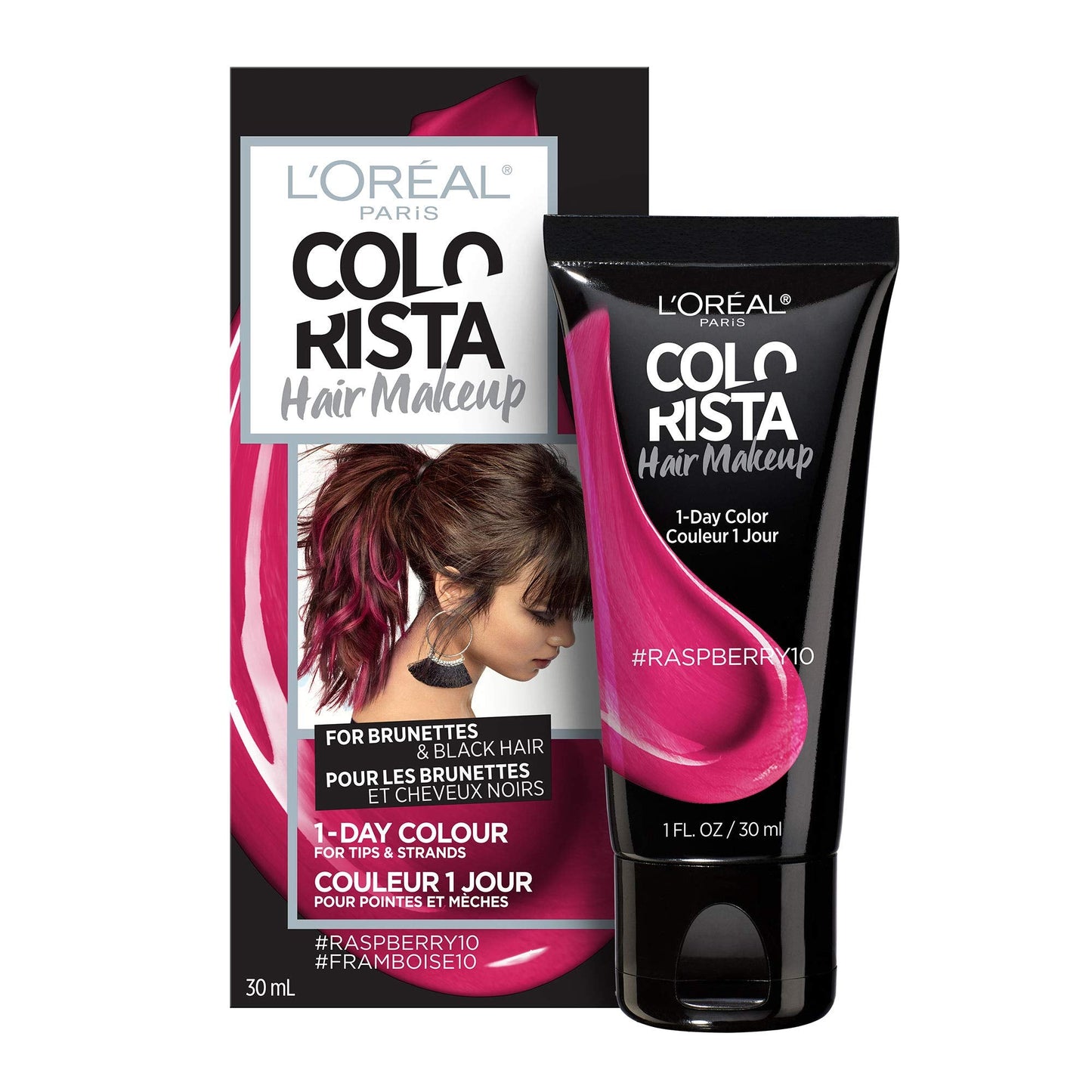 L'Oreal Paris Hair Makeup Temporary 1-Day Hair Color for Brunettes, Raspberry 10, 1 Fl Oz Beauty & Personal Care L'Oreal Paris