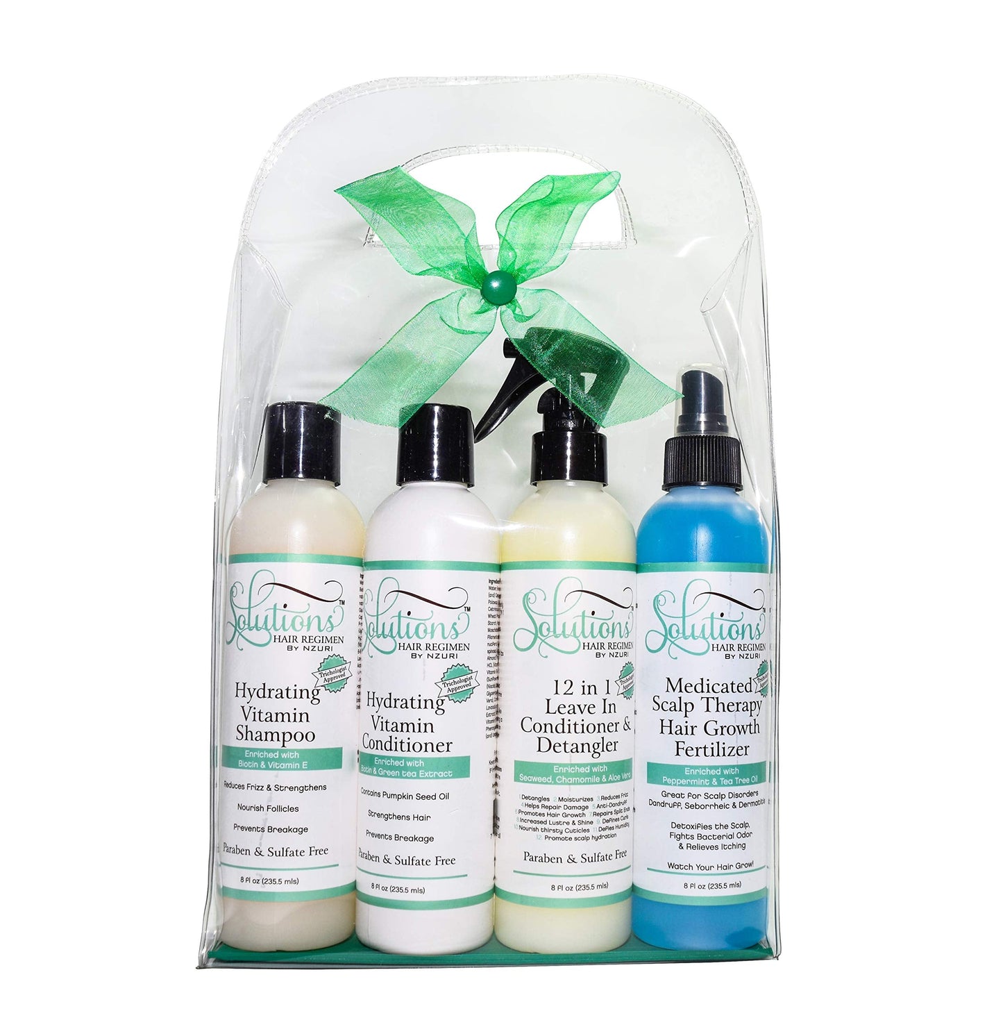 Nzuri Solutions Hair Regimen Hydrating Vitamin Shampoo 8oz, Hydrating Vitamin Conditioner 8oz, 12in1 Leave in Conditioner & Detangler 8oz, Medicated Beauty & Personal Care Nzuri