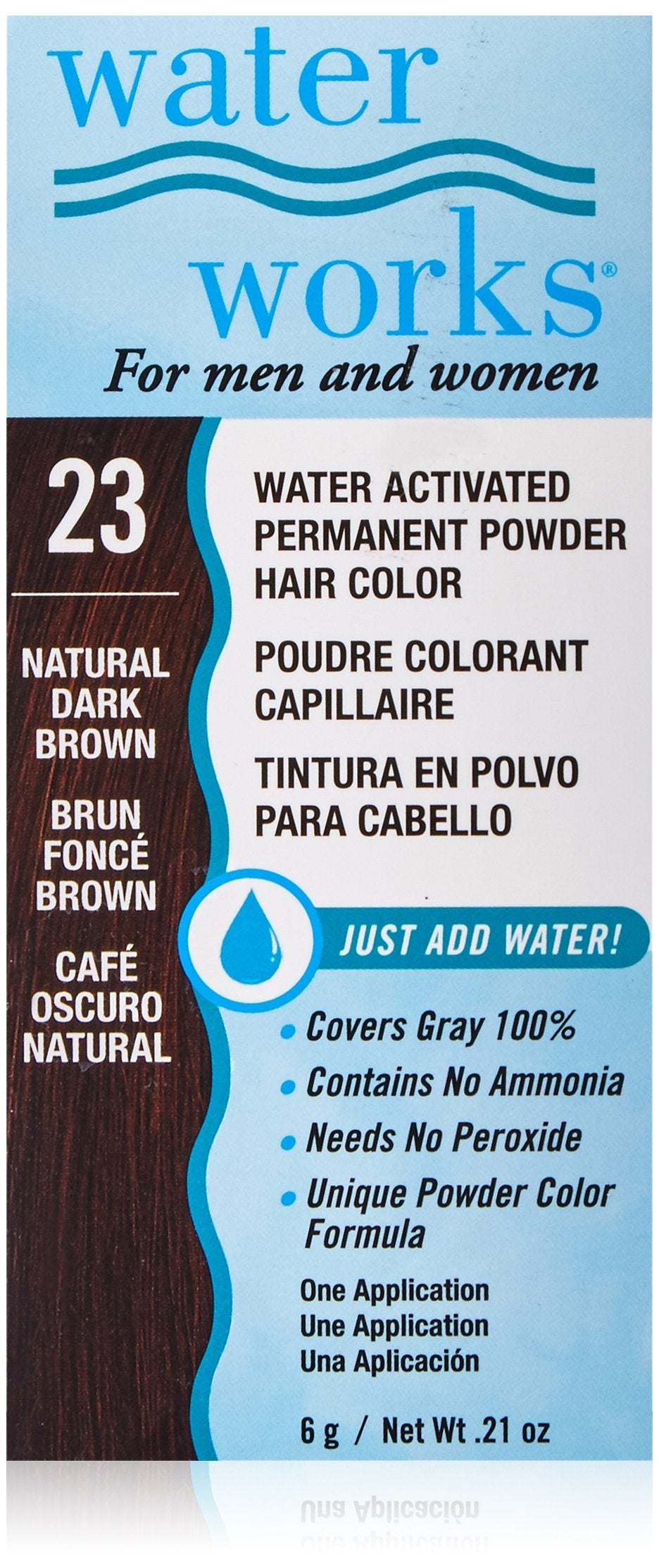 Water Works Water Activated Permanent Powder Hair Color for Men and Women, #23 Natural Dark Brown Beauty & Personal Care Water Works