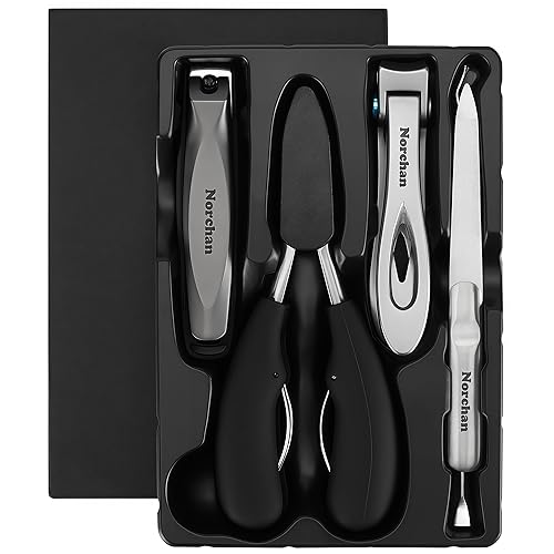 NORCHAN Large Nail Clippers Set, 5-Piece Sharp Toenail and Fingernail Clippers with Nail File, Ideal for Men and Women (Premium, Big Size, Heavy-Duty Beauty & Personal Care Norchan