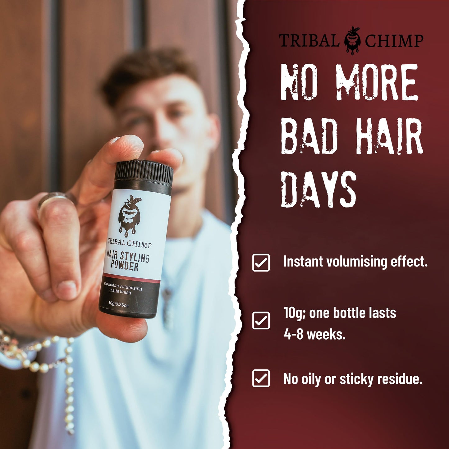 Tribal Chimp Hair Styling Powder, All-day Invisible Hold Hair Volumizer and Texture Powder for Men and Women, Styling Powder with Matte Finish Beauty & Personal Care Tribal Chimp