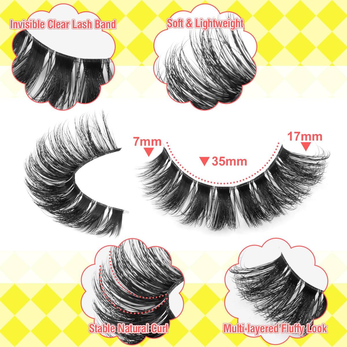 ALICE Cat Eye Lashes Russian Strip Lashes False Eyelashes Clear Band Eyelashes Dramatic Faux Mink Lashes 8 Pairs Beauty & Personal Care ALICE