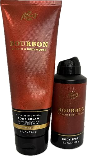 Bath & Body Works Body Men's Bourbon Body Cream and Spray 2 Piece Set Beauty & Personal Care Bath & Body Works
