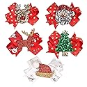 5 Pcs Christmas Sequins Alligator Clips Girls Hair Clips Bows Barrettes Hair Accessories,Include Santa,Christmas Tree and Cap, Elk Styles Beauty & Personal Care BPNHNA