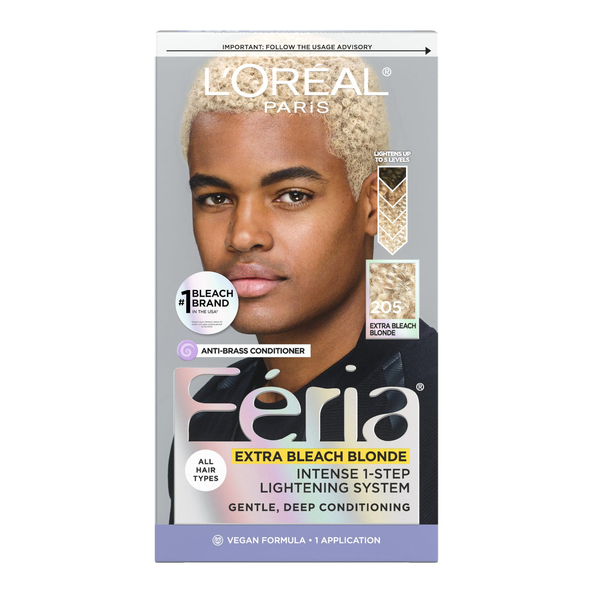 L'OrÃal Paris Feria Multi-Faceted Shimmering Permanent Hair Color, 205 Bleach Blonding (Extra Bleach Blonde), Pack of 1 kit Hair Dye Beauty & Personal Care L'Oreal Paris