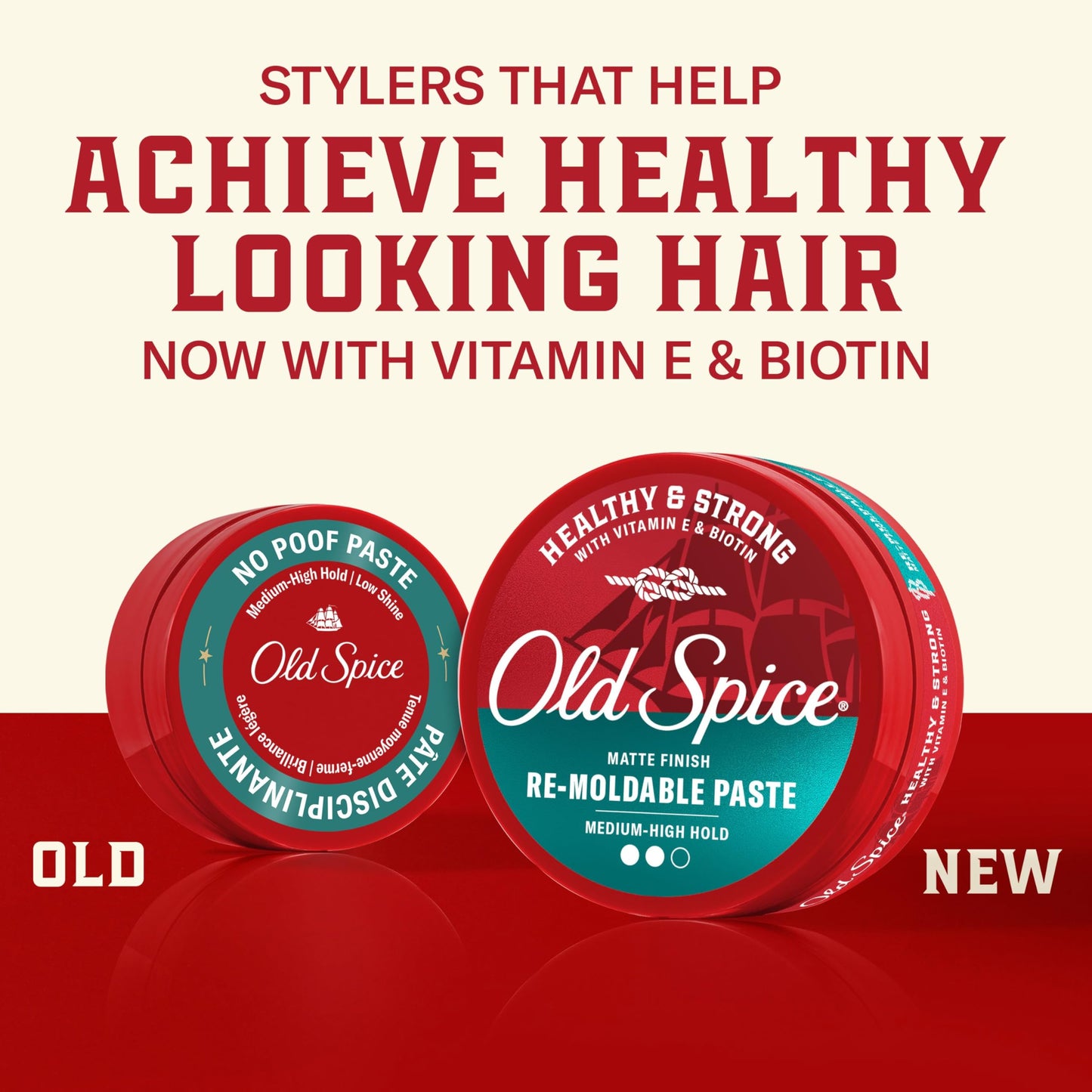 Old Spice Mens Hair Paste, Re-Moldable Paste for Men, Healthy & Strong with Vitamin E & Biotin, Hair Styling, Medium-High Hold, Matte Finish, 2.22 oz Beauty & Personal Care Old Spice