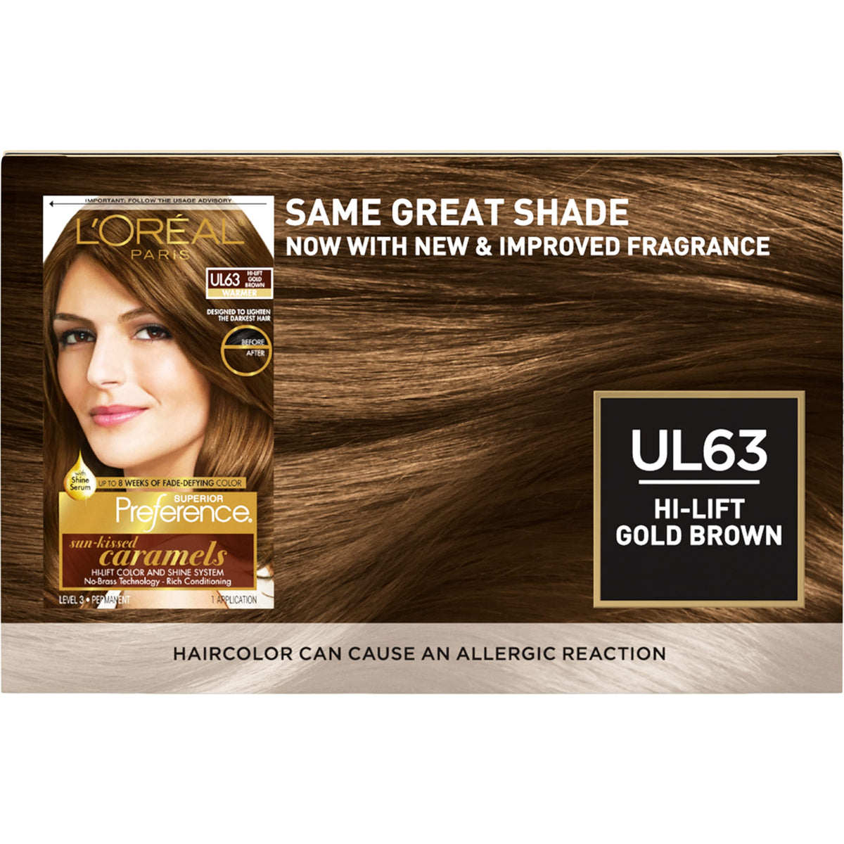 L'Oreal Paris Superior Preference Fade-Defying + Shine Permanent Hair Color, UL63 Hi-Lift Gold Brown, Pack of 1, Hair Dye Beauty & Personal Care L'Oreal Paris