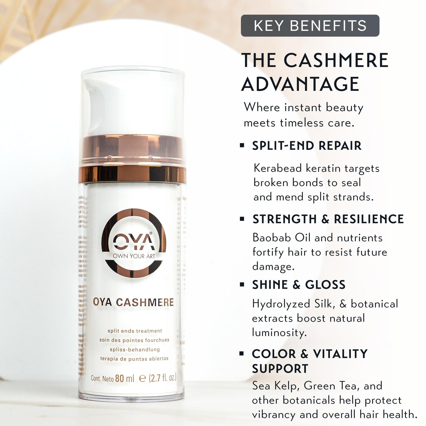 OYA Cashmere Split End Repair Cream - Highly Concentrated Treatment for Dry, Damaged & Color-Treated Hair - Repairs Bonds, Controls Frizz Beauty & Personal Care OYA