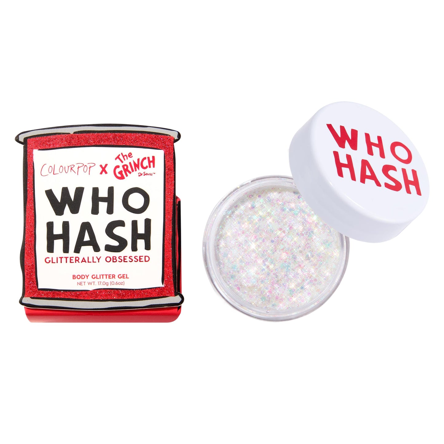 ColourPop x The Grinch Who-Hash Gliterally Obsessed Iridescent Body Glitter Gel - Limited Edition Glitter Makeup for Hair, Face & Body - Holiday Beauty & Personal Care ColourPop