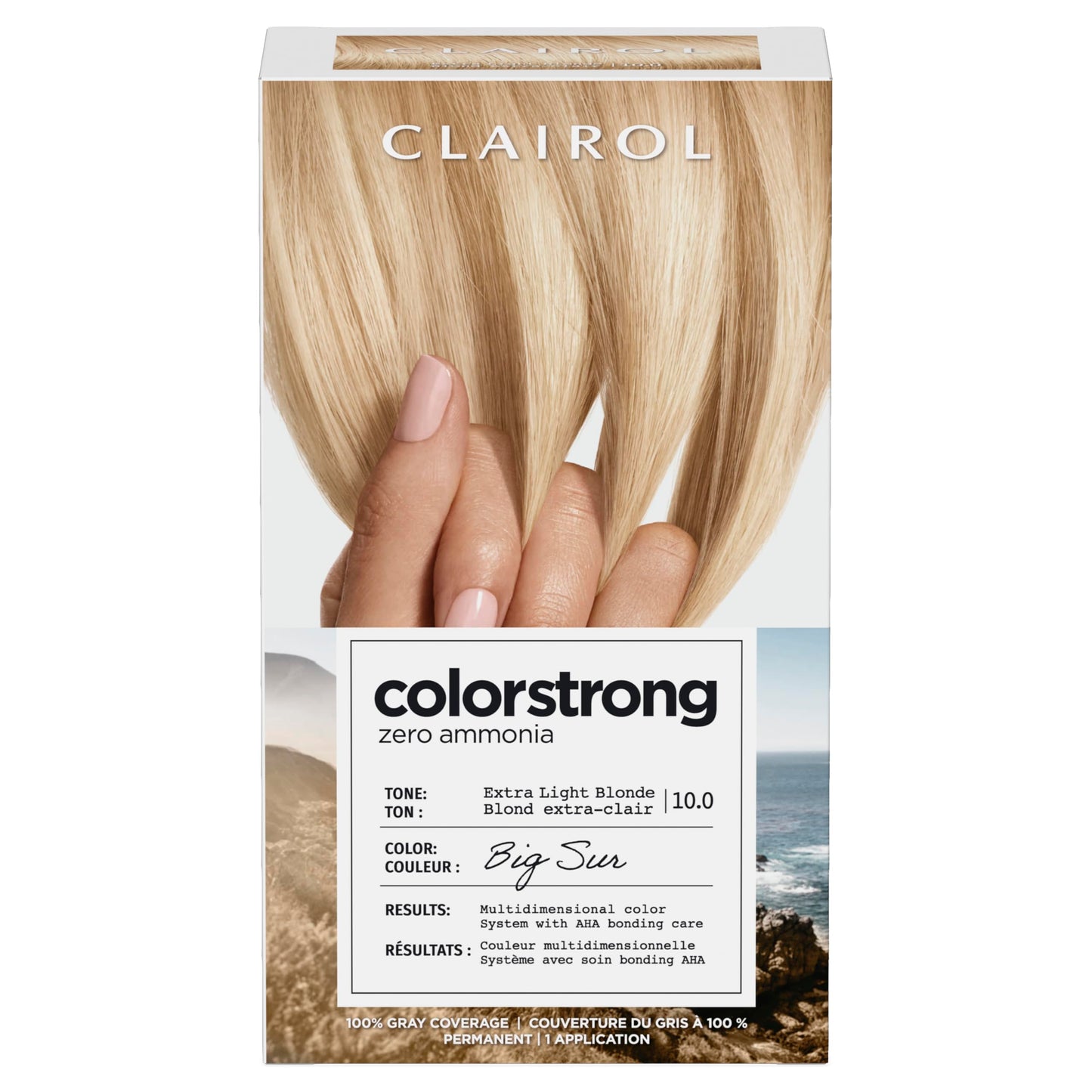 Clairol ColorStrong Permanent Hair Dye, Ammonia‑Free, PPD‑Free, 100% Gray Coverage with Bonding System, 10.0 Extra Light Blonde - Big Sur Hair Color Beauty and Personal Care Clairol Default Title