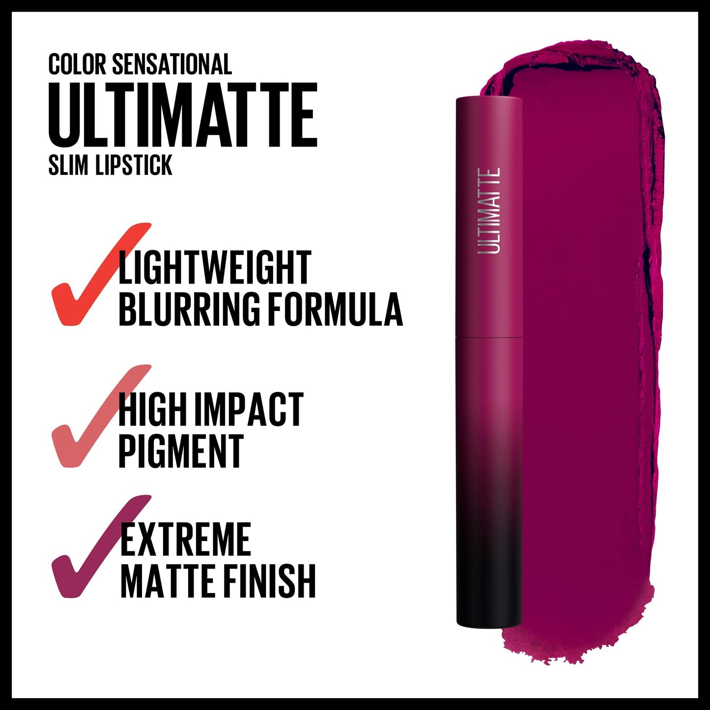 Maybelline Color Sensational Ultimatte Matte Lipstick, Non-Drying, Intense Color Pigment, More Berry, Warm Berry Purple, 1 Count Beauty & Personal Care MAYBELLINE