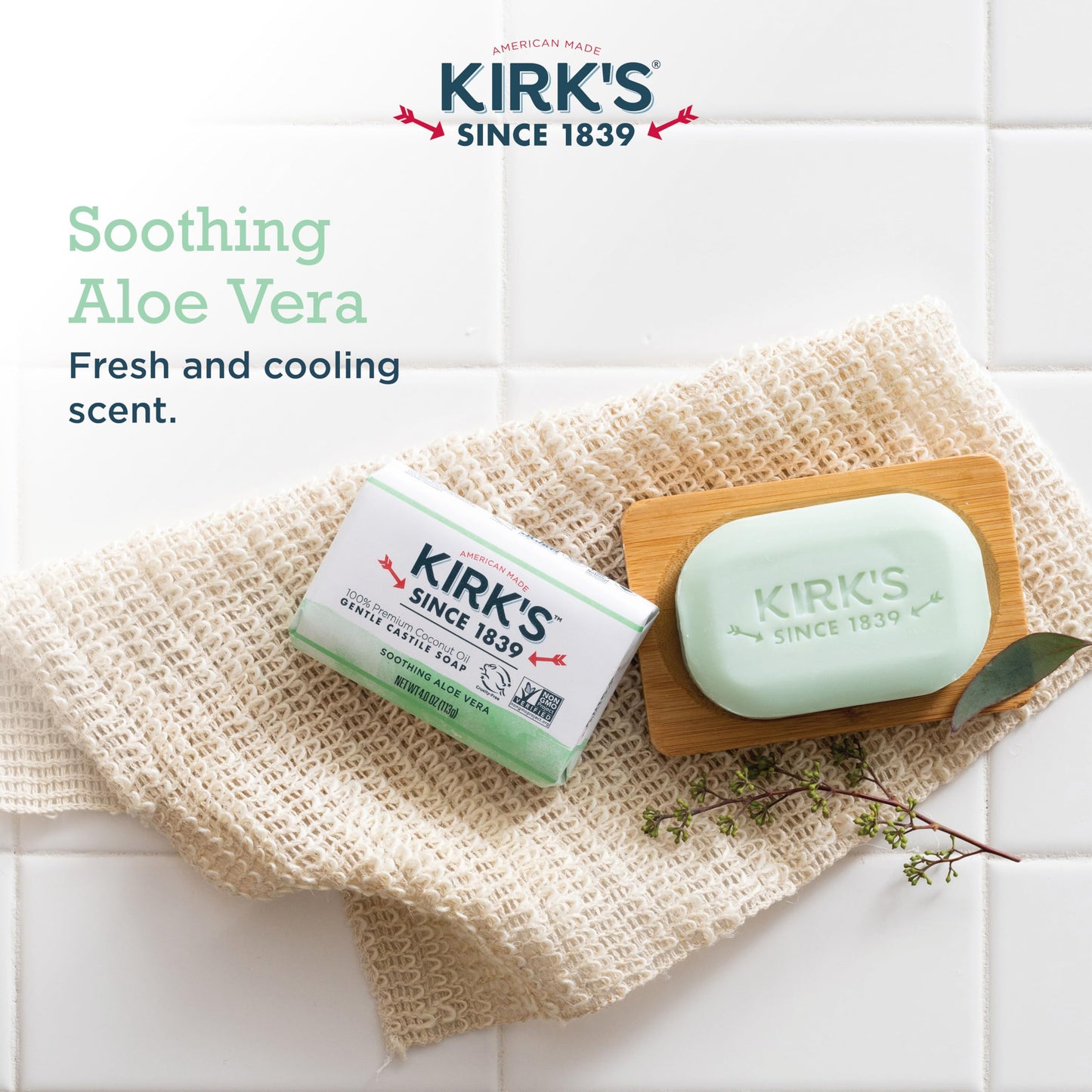 Kirk's Natural Original Coco Castile Soap with Aloe Vera, Pack of 3 Beauty & Personal Care Kirk's