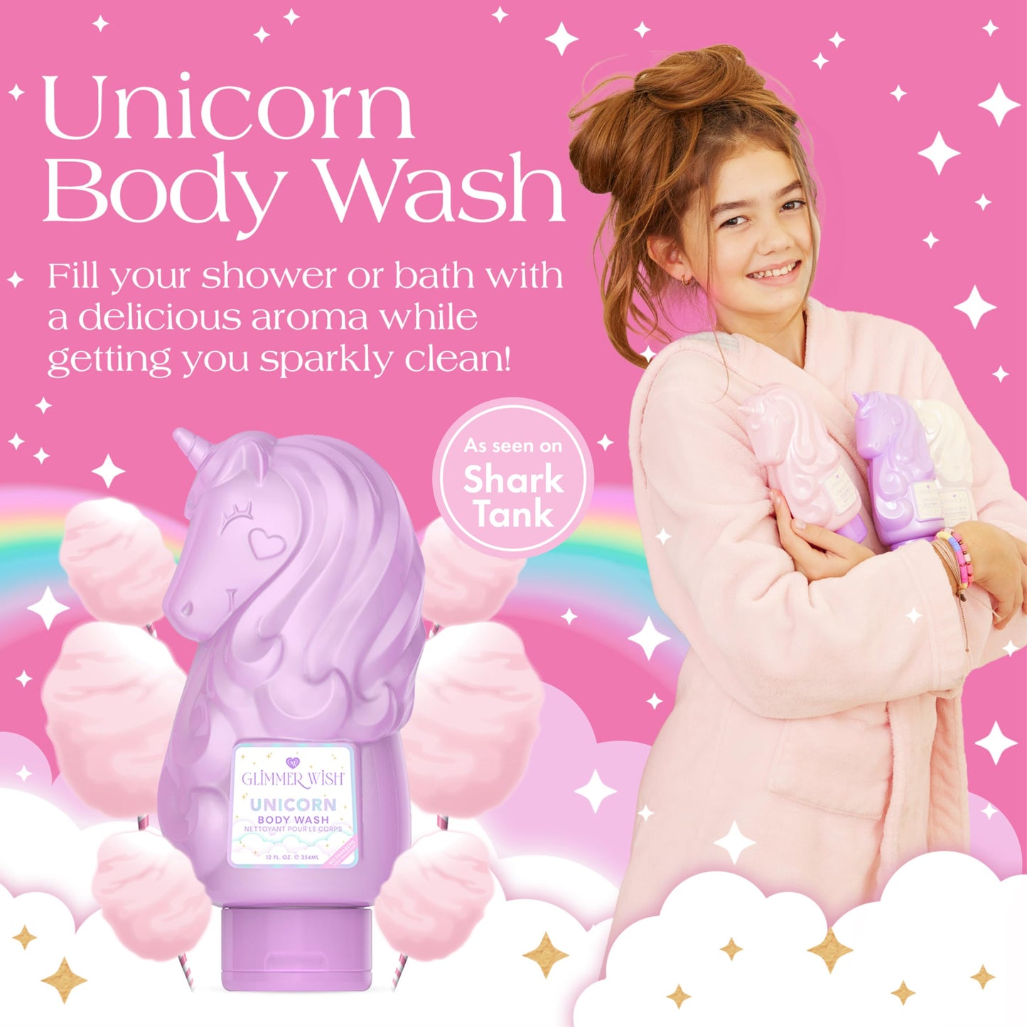 Glimmer Wish Unicorn Kids Body Wash, Gentle Cleanser and Moisturizing Sulfate Free Body Wash, Skin Care for Kids, Vanilla Cotton Candy, 12 Fl Oz Beauty & Personal Care Glimmer Wish