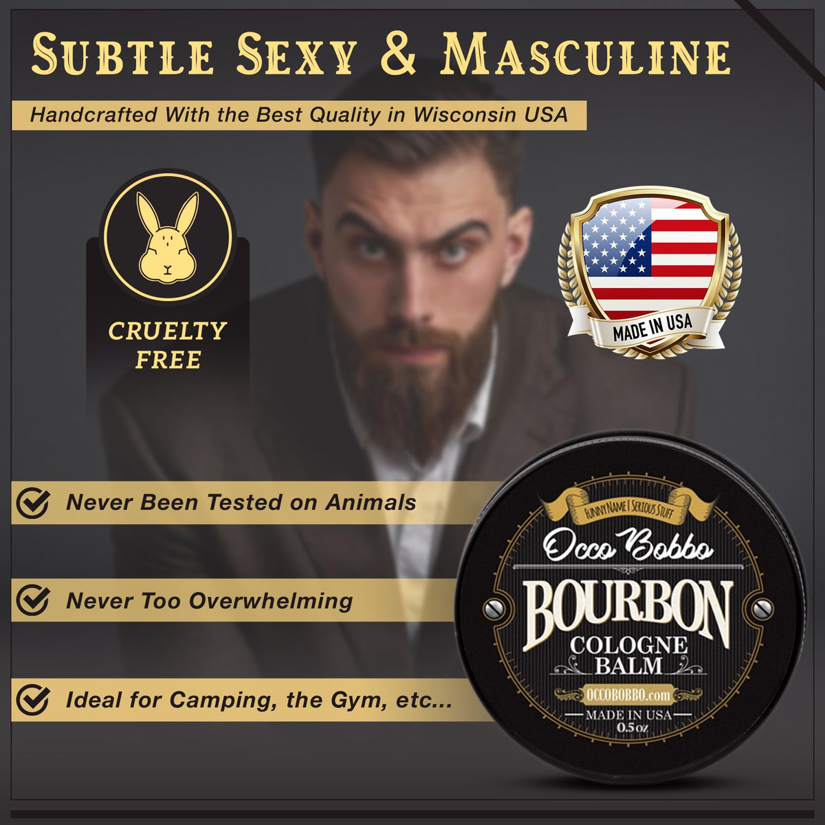 Handy Hound Occo Bobbo Solid Cologne for Men, Bourbon and Sandalwood Scent, .5 Ounce Concentrated Balm, Smooth Woody Oak Barrel Blend Beauty & Personal Care Handy Hound