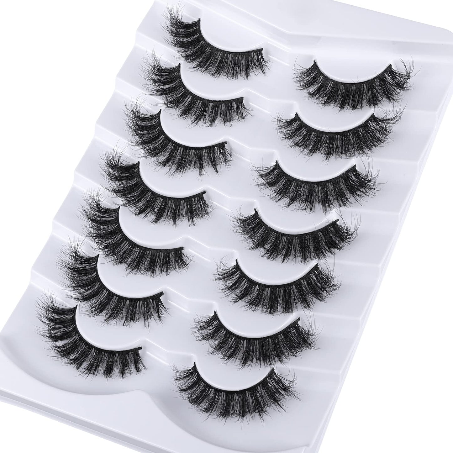 Mebver 8D Fluffy Wispy Lashes False Eyelashes Cat Eye Lashes Faux Mink Lashes Natural Look That Look Like Extensions Pestañas Postizas D Curl Lash Beauty & Personal Care Mebver