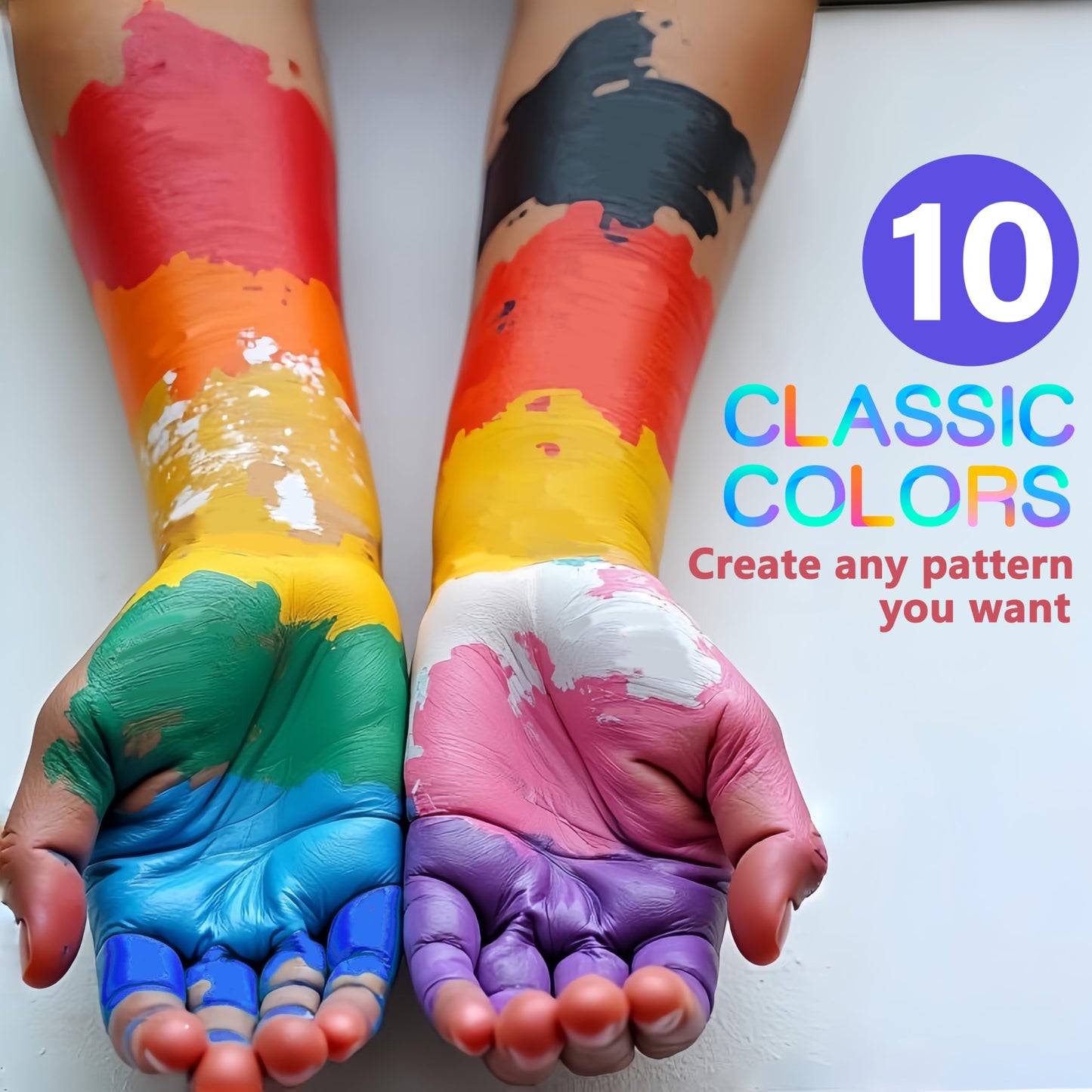 PWYSHXDF 10 Colors Face Body Paint Set, Water Based Body Paint for Adults, Washable Face Paint Kit with Brushes & Sponges, Non-Toxic Face Painting Beauty & Personal Care PWYSHXDF
